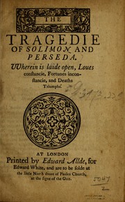 Front cover of The tragedie of Solimon and Perseda by Thomas Kyd