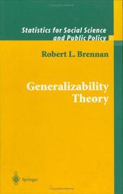Cover of Generalizability Theory by Robert L. Brennan