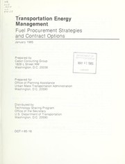 Front cover of Transportation energy management by Cabot Consulting Group