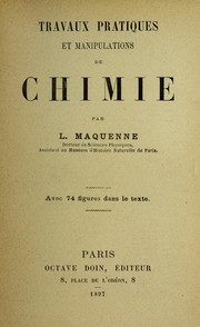 Front cover of Travaux pratiques et manipulations de chimie by L. Maquenne