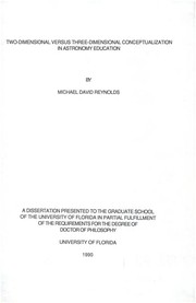Cover of Two-dimensional versus three-dimensional conceptualization in astronomy education by Michael David Reynolds