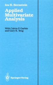 Cover of Applied multivariate analysis by Ira H. Bernstein
