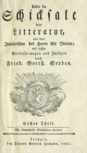 Front cover of Ueber die Schicksale der Litteratur by Carlo Denina