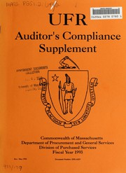 Front cover of UFR auditor's compliance supplement by Massachusetts. Division of Purchased Services