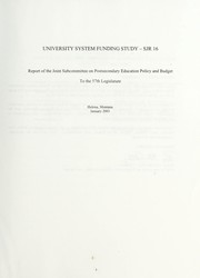 Front cover of University system funding study - SJR 16 by Montana. Legislative Fiscal Division