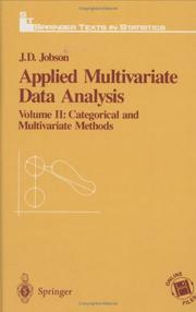 Cover of Applied Multivariate Data Analysis: Volume II by J. D. Jobson