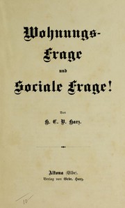 Front cover of Wohnungs-Frage und sociale Frage by Carl Harz