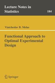 Front cover of Functional Approach to Optimal Experimental Design by Viatcheslav B. Melas