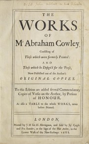 Front cover of The works of Mr Abraham Cowley by Abraham Cowley