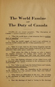 Cover of The World famine and the duty of Canada by John S. Ewart