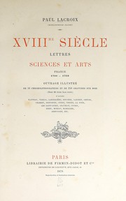 Front cover of XVIIIme siècle by P. L. Jacob