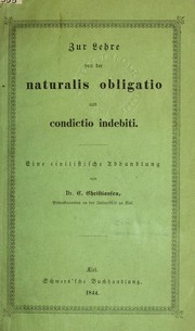 Cover of Zur Lehre von der naturalis obligato und condictio indebiti by Christiansen, C.