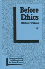 Cover of Before ethics by Adriaan Theodoor Peperzak
