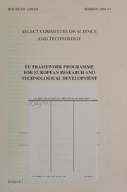 Cover of EU Framework Programme for European Research and Technological Development by Great Britain. Parliament. House of Lords. Select Committee on Science and Technology.