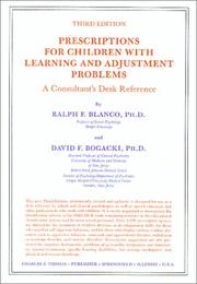 Front cover of Prescriptions for children with learning and adjustment problems by Ralph F. Blanco