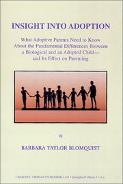 Cover of Insight into adoption by Barbara Taylor Blomquist