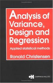 Front cover of Analysis of Variance, Design, and Regression by Ronald Christensen