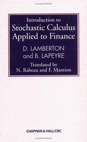 Front cover of Introduction au calcul stochastique appliqué à la finance by Damien Lamberton