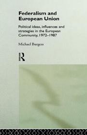 Cover of Federalism and European union by Burgess, Michael
