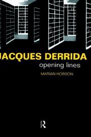 Cover of Jacques Derrida by Marian Hobson