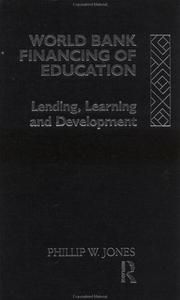 Front cover of World Bank financing of education by Phillip W. Jones