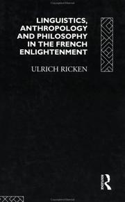 Cover of Linguistics, Anthropology and Philosophy in the French Enlightenment by Ulrich Ricken