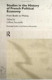 Cover of Studies in the history of French political economy by Gilbert Faccarello