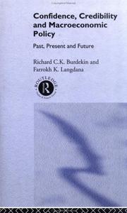 Cover of Confidence, credibility, and macroeconomic policy by Richard C. K. Burdekin