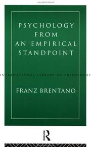 Cover of Psychologie vom empirischen Standpunkt by Franz Brentano