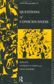 Front cover of Questions of Consciousness by Anthony Cohen