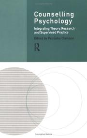 Front cover of Counselling psychology by Petrūska Clarkson
