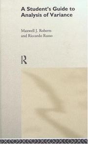 Front cover of A student's guide to analysis of variance by Maxwell J. Roberts