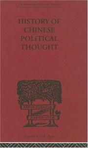 Front cover of History of Chinese Political Thought by Liang Chi-Chao