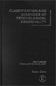 Front cover of Classification and Diagnosis of Psychological Abnormality (Routledge Modular Psychology.) by Susan Cave