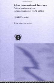 Cover of After International Relations: Critical Realism and the (Re)Construction of World Politics (Criticalrealism: Interventions) by Heikki Patomaki