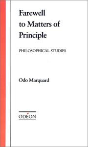 Cover of Farewell to matters of principle by Odo Marquard