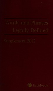 Front cover of Words and phrases legally defined by Unknown