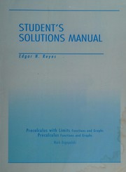 Front cover of Student's solutions manual to accompany Precalculus with limits by Edgar N. Reyes