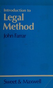 Cover of Introduction to legal method by John H. Farrar