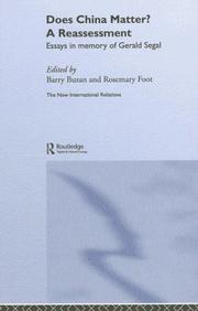 Front cover of Does China Matter? A Reassessment by Barry Buzan