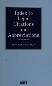Cover of Index to legal citations and abbreviations by Donald Raistrick