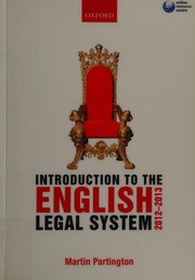 Cover of Introduction to the English Legal System 2012-2013 by Martin Partington