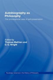 Cover of Autobiography as philosophy by Thomas Mathien