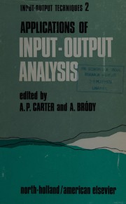 Cover of Applications of input-output analysis by Wassily W. Leontief