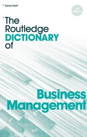 Front cover of ROUTLEDGE DICTIONARY OF BUSINESS MANAGEMENT by Statt, David A