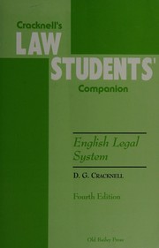 Front cover of English Legal System by D.G. Cracknell LLB