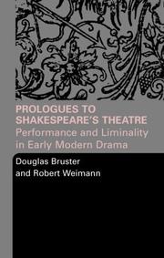 Front cover of Prologues to Shakespeare's theatre by Robert Weimann