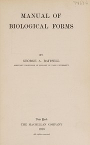 Cover of Manual of biological forms by Baitsell, George Alfred
