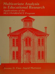 Cover of Multivariate analysis in educational research by Jeremy D. Finn