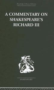 Front cover of Commentary on Shakespeare's Richard III by Clemen, Wolfgang.